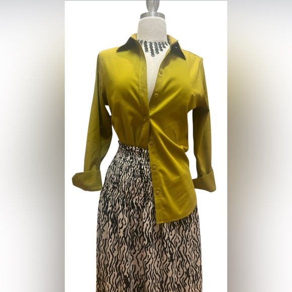 Olive Button Down Shirt for Women - Picture 3 of 5